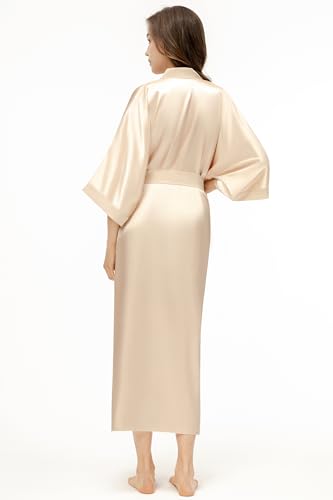 Image of PRODESIGN Satin Kimono Robe Women Long Silky Kimono Bathrobe Sleepwear Wedding Bridesmaid Robe