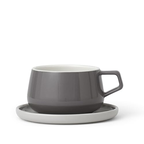 VIVA Ella Storm Grey Porzellan-Kaffee-, Latte- und Cappuccino-Tasse...