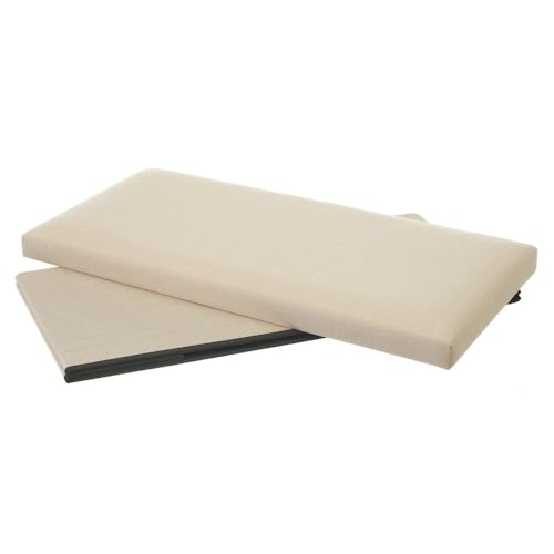 Pouf pliable écru en MDF : coffre de rangement et siège d'appoint - 4
