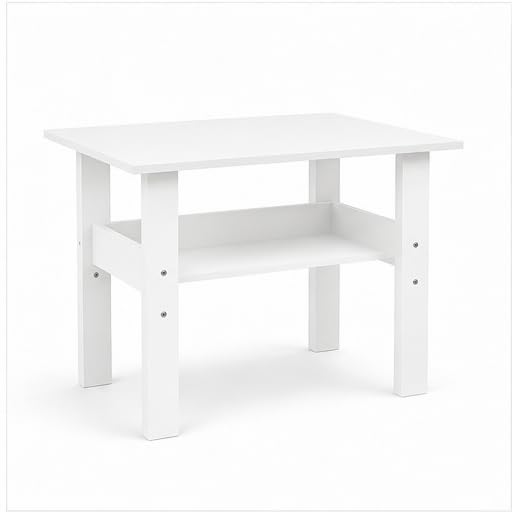 Image of ECOLINE Engineered Wood Computer Desk for Home & Office with Open Storage Shelf | Compact Study Table, Laptop Desk & Writing Workstation | Easy Assembly | White Finish | 90 x 50 x 75 cm