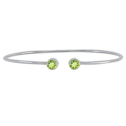 Peridot Bangle Bracelet For Women, Silver Bangle Bracelet For Women, Green Stone Bangle #TOP1