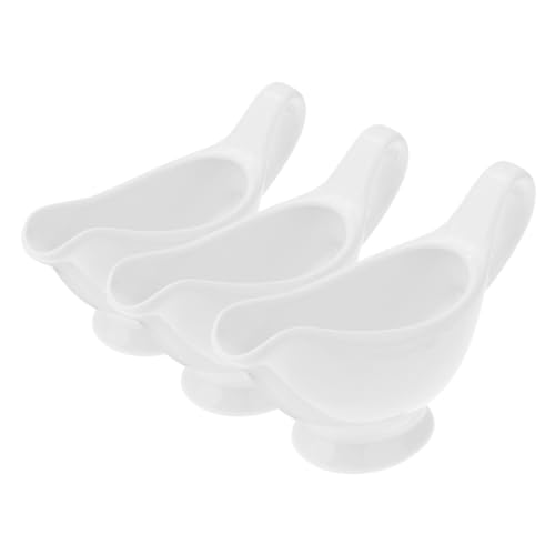 Unomor 3-piece Ceramic Sauce Pot Set Dipping Sauce Cup Seasoning Jar Gravy Boat Pitcher for Salad Dressings Milk 100ml