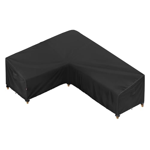 iBirdie Outdoor Sectional Cover fit 90 x 120 inch, 89 x 118, L-Shaped Patio Furniture Sofa, Waterproof Weatherproof Heavy Duty 600D Garden Cover for Outside L Shape Couch, Black