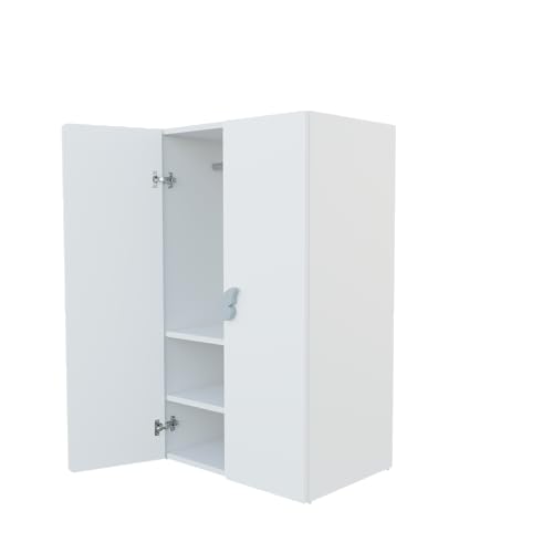 Image of VIKI Kids Wardrobe Almirah - 2 Door Kids Storage Cabinet with Hanging Rod for Bedroom, White (40x60x102 cm) | 1 Year Warranty