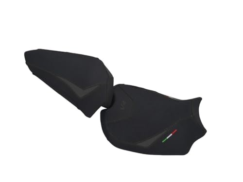 Housse de selle Ducati Panigale V4 noire coutures noires rénovation assise pilote