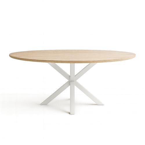 Table de salle à manger ovale chêne design moderne industriel 140x80