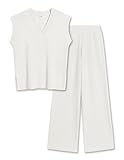 Ekouaer Lounge Sets for Women 2 Piece Outfits Knit Sweater Vest Lounge Pants Casual Matching Loungewear Set White L
