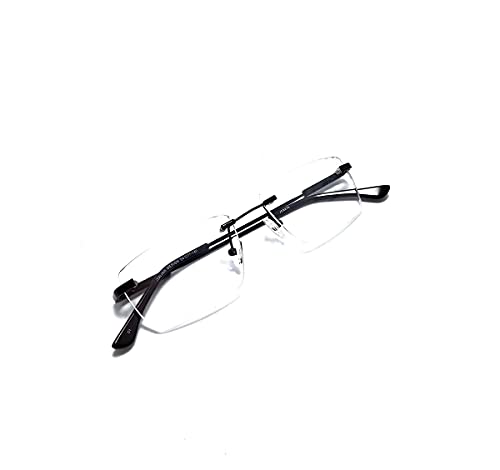 Armação Óculos Titanium Metal Sem Aro Com Lentes Sem Grau Cor:Preto