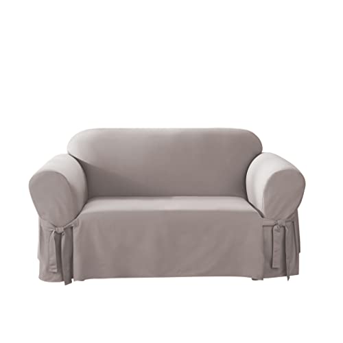 SureFit Cotton Duck Loveseat Box Cushion One Piece...