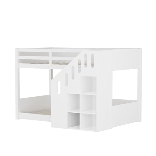 Litera de 90 x 200 cm con escalera y somier para adolescentes 6