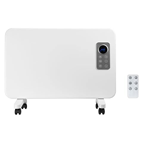 electriq 1000W Slim Wall Mountable Panel Heater with Digital Thermostat and Weekly Time - IP24 Bathroom Safe Cover
