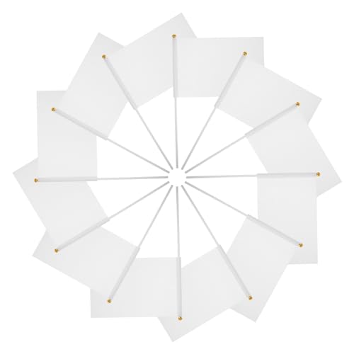 BIUDECO 48pcs Referee Flag Waving Flags White Pennant Flags for Racing Banners Hand-cranked for Decorations