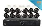 LaView 12 1080P IP Camera Security System, 16 Channel 1080P IP PoE NVR w/3TB HDD and 12 1080P 2MP White Bullet Surveillance Camera Kit