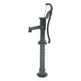 Manual Well Pump,Cast Iron Pitcher Pump with Ring Handle and Base, Deep Well Manual Water Transfer Pumping Antique Hand Water Pumps for Gardens Yard Parks Ponds
