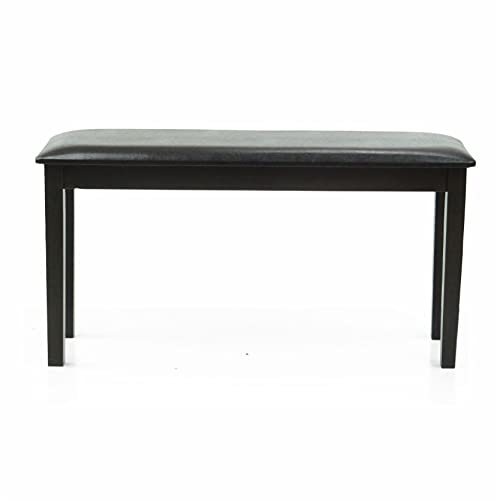 SunBear Furniture Dining Kitchen Solid Wooden Stained Bench Padded Seat Espresso Black Finish