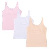 DOCOLL Girls Tank Tops Training Bras for Teens Cotton Sport Bralette Undershirts Tween Bras for Ages 9-10 (3 Pack,Long)