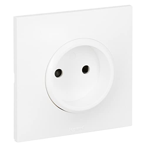 LEGRAND - Prise Electrique Murale 16A Sans Terre Neptune - Prise Monobloc - Fixation à Griffes/Vis - Blanc