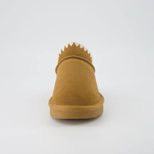 CUSHIONAIRE Homemade Women’s Suede Mule Slippers with Memory Foam & Warm Faux Fur Lining – Wide Widths, Indoor/Outdoor Use3