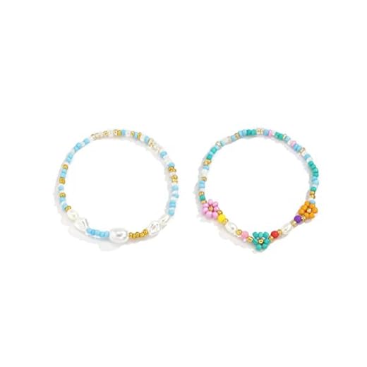 Dam Armband 2PCS/SET Fresh Style Hit Color Pärlor Armband För Kvinnor Smycken Handkedja Glamour Armband Present Smycken