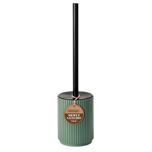 Image of Blue Canyon Berkeley Toilet Brush & Holder, Brush for Bathroom & Office, Plastic Brush Head for Deep Cleaning, Pack of 1, Compact Size, Elegant Design, Odour Free Holder, Green