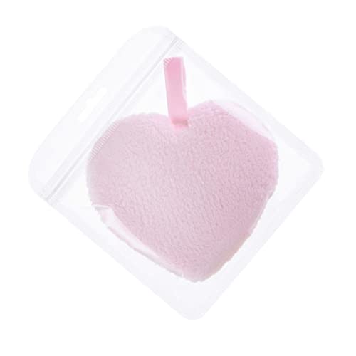 SHERCHPRY 3Pcs Heart Shape Makeup Removal Pads Soft Cleaning for Face Washing Reusable Cosmetic Supplies Pink for Women