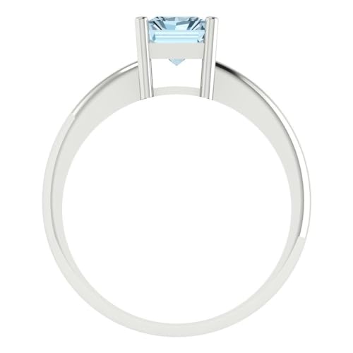 1.85 ct Radiant Cut Solitaire Stunning Aquamarine Classic Bridal Wedding Statement ring Solid 18K White Gold for Women4