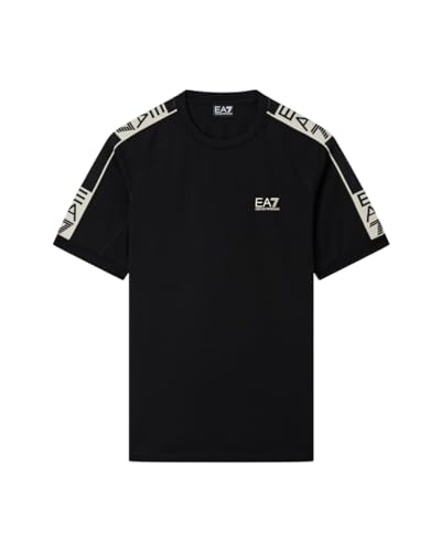 EA7 Emporio Armani Herren-T-Shirt Graphic Series aus Stretch-Viskose-Mischung 7M001395AF16724 8033919894899-3XL Schwarz  M