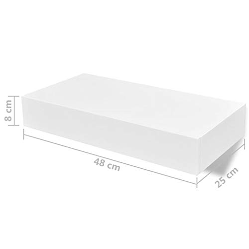 Festnight Pack Of 2 Mdf Floating Wall Display Shelf With Storage Drawer Wall Mounted Book Dvd Storage Shelf For Living Room Home Office Decor 19" X 9.8" X 3.15" (W X D X H) #TOP5