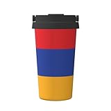 Isolierter Kaffeebecher mit Deckel, Motiv: Flagge von Armenien, 500 ml, geeignet für Auto, Alltag, Reisen & Geschenke