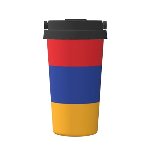 Isolierter Kaffeebecher mit Deckel, Motiv: Flagge von Armenien, 500 ml, geeignet für Auto, Alltag, Reisen & Geschenke