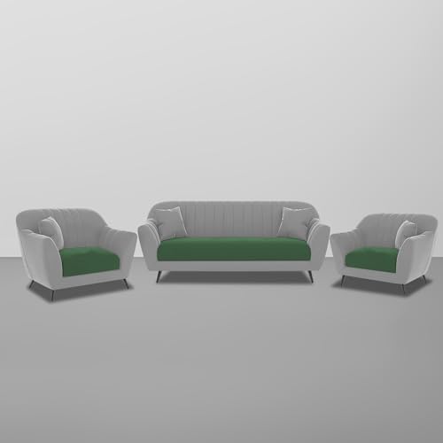 Image of Atticus 3+1+1 Seater Sofa Set for Living Room (Green Grey Colour) Premium Fabric Sofa