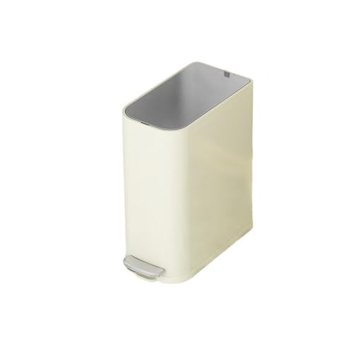 ZZlei2yu-12 Cubo de Basura Papelera con pedal for baño - Diseño pequeño y compacto tapa de cierre suave(Beige)