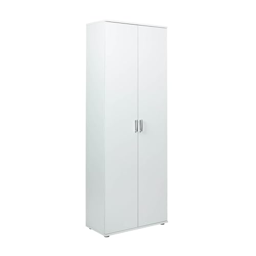 Inter Link - Armario Multiusos - Armario Escoba - Armario Limpieza - Armario Multiusos - Armario Limpieza - 2 Puertas - 3 estantes - Ancho:70cm - Fondo:34cm - Alto:190cm - Arconati HHS - Blanco
