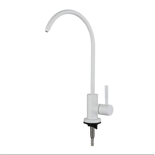 シングルハンドルシンク用飲料水用蛇口 ステンレススチール製キッチン用浄水器付き蛇口(White)