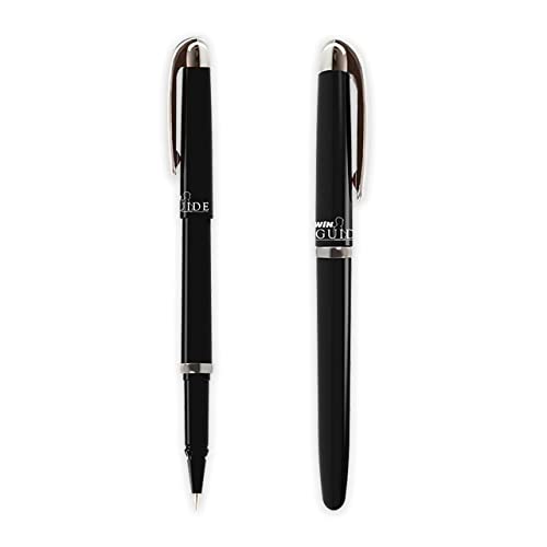 Image of WIN Guide Ball Pens | 30 Black Ink Pens | Premium Pens with Stylish Metallic Clip | 0.6 mm Sharp Tip | Smooth Writing | Lightweight Body Available in Black Colour | Pens for Students