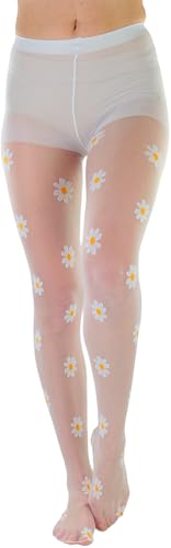 Image of ToBeInStyle Women's Sheer Fashion Ankle Socks & Pantyhose w /Springtime Daisy Design
