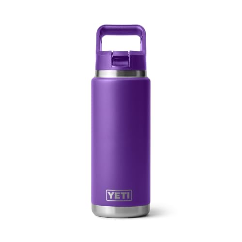 Image of YETI Rambler 26 oz Bottle, Vacuum Insulated, Stainless Steel with Color Matching Straw Cap