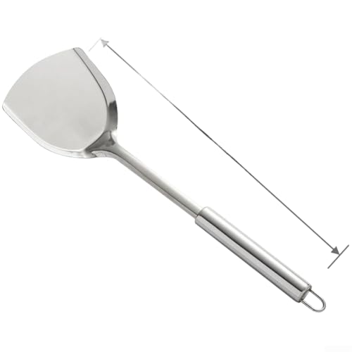 Juego de espátulas de acero inoxidable extragruesas con mango resistente al calor y antiarañazos para cocina y manipulación de alimentos (A)