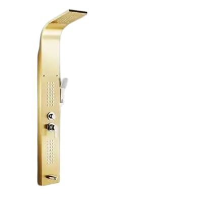 Rs Megamart Stainless Steel 304 Grade Shower Panel 5 In 1 Tower System, Rainfall Shower, Body Massage Spray, Handheld Shower, Wall Mount Easy Connect Shower Panel Kit, Mirror Finish (Golden)