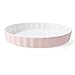 TAMUME Stampo da forno in porcellana per torte e pizza, teglia rotonda in ceramica e teglia scanalata per torte (25 cm, rosa) immagine