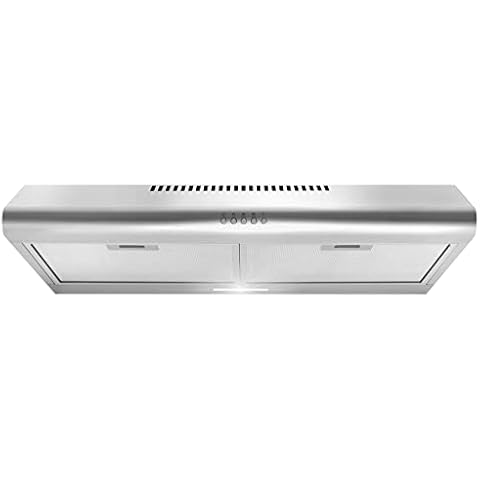 COSMO COS-5MU30 30 in. Under Cabinet Range Hood Ductless Convertible Duct, Slim Kitchen Stove Vent with, 3 Speed Exhaust Fan, Reusable Filter and LED Lights in Stainless Steel, 30 inch Cover