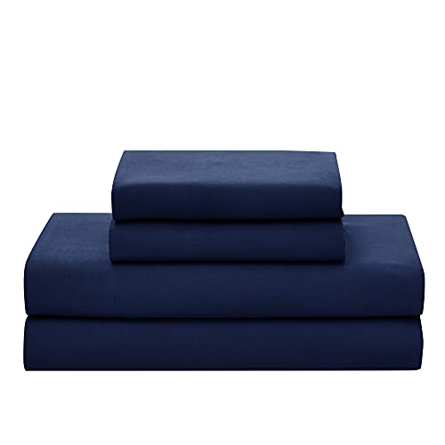 Image of Queen Comforter Set 8 Piece Bed in a Bag with Bed Skirt, Fitted Sheet, Flat Sheet, 2 Pillowcases, 2 Pillow Shams, Queen, Seersucker Navy