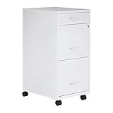 Lorell LYS SOHO Box/File/File Mobile White File Cabinet, 3 Drawer, 26.5 x 14.3 x 18 in