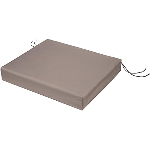 Patio Chair Cushion with Seat Ties - Indoor and Outdoor Furniture Seating - Water-Resistant Polyester - Kitchen Dining, Lawn & Garden, Coffee Shop Use - 50x44x8cm - Khaki Cover