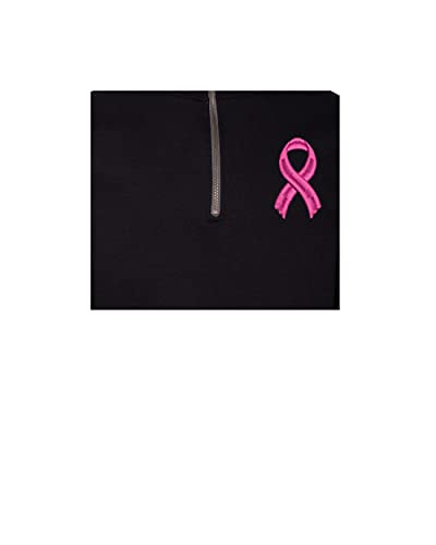 ALLNTRENDS Adult Zip Collar Sweatshirt Pink Ribbon Embroidered Breast Cancer Top2