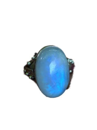 Rainbow Moonstone Silver Ring, Vintage Ring, Handmade Jewelry, Engagement Gift, Victorian Ring, Bridal Gift for Her, Statement Ring, Antique Ring, Genuine Stone Ring, Boho Ring, Solitaire Ring