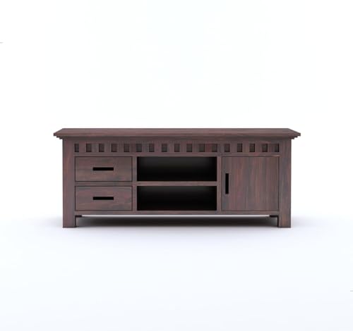 Image of Solid Rosewood Sheehsam TV Entertainment Unit| TV Stand Table| Sideboard Cabinet| Wooen TV Cabinet with Storage for Living Room & Office -Walnut1
