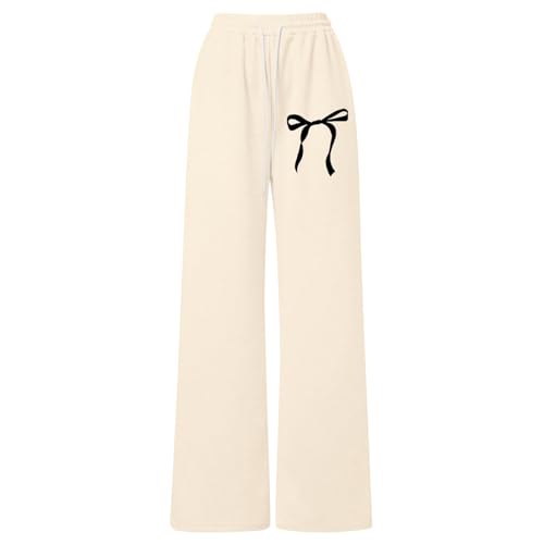 Tall Sweatpants for Girls Bowknot Baggy Straight Wide Leg Track Pants Fall Breathable Athletic Trousers with Pockets4
