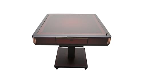 usamjtable Roller Coaster Style 40mm Chinese/Filipino/American Mahjong Folding Automatic Mahjong Table Wine Red Color Ultra Thin 2 Set of Numbered Tiles &Table Dust Cloth