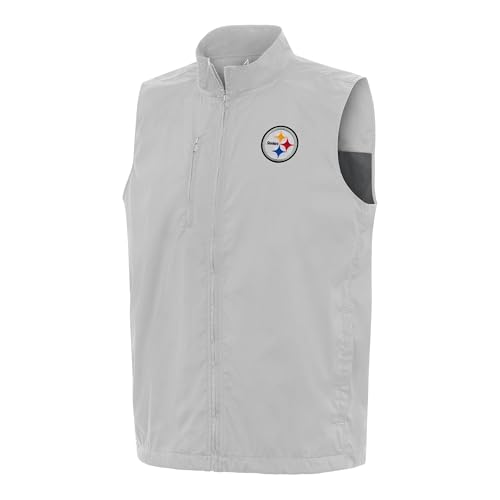 Antigua Men's Gray Pittsburgh Steelers Brisk Full-Zip Vest